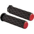Arlen Ness 500-015 Red Diamond Hand Grips for Cable Op Throttle