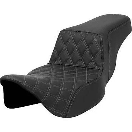 Saddlemen Step-Up Extended Reach Seat Front Gray Lattice Stitch - 08-23 Touring