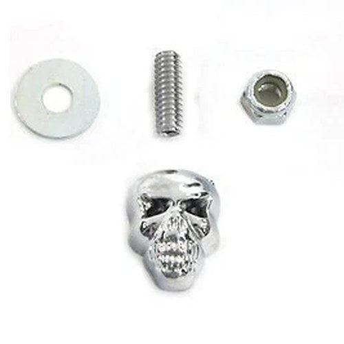 V-Twin Mfg. 48-0302 Chrome Decorative Threaded Skull Bolt & Nut