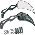 Drag Specialties Black Flame Teardrop Mirrors with Sculptured Stem for Harley