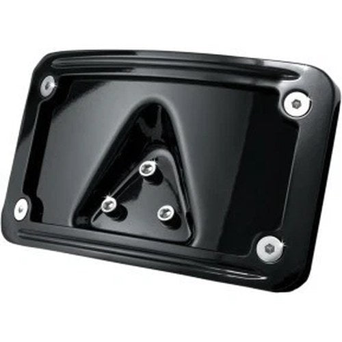 Kuryakyn 3148 Black Curved Laydown License Plate Mount with Frame