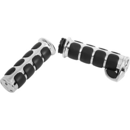 Kuryakyn 6212 Chrome Premium Iso Grips with Throttle Boss For Harley Cable Op.