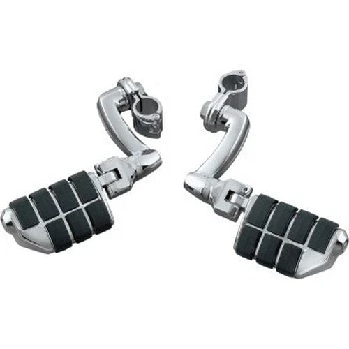 Kuryakyn 7980 Chrome 1" Highway Bar Longhorn Foot Peg Mount w/ Iso Dually
