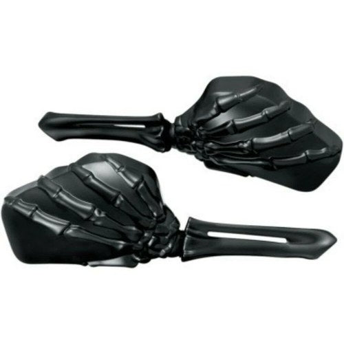 Kuryakyn 1758 Black Skeleton Hand Pair of Mirrors for all Harley Models 65-23