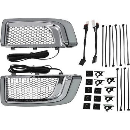 Kuryakyn 5063 Chrome Tracer LED Fairing Lower Grilles - Run & Turn White & Amber