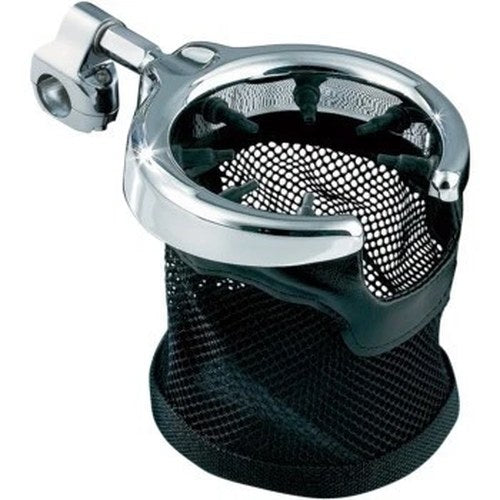 Kuryakyn 1484 Chrome Passenger Drink Holder w/ Basket for Touring 1/2" to 3/4"