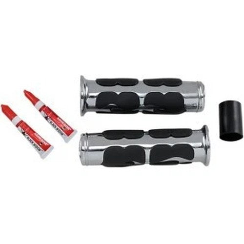 Kuryakyn 6262 Chrome Iso Flame Grips 1" - Metric Universal Application
