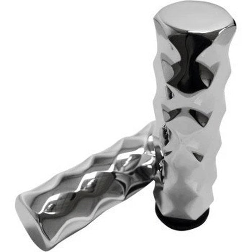 LA Choppers LA-7491-00 Chrome Billet Hex Grips for Harley Electronic Throttle