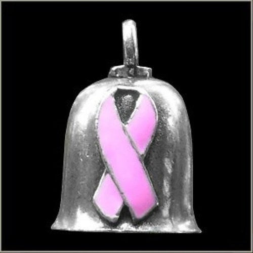 Pewter Motorcycle Gremlin Bell Pink Breast Cancer Support Ribbon Made in the Usa