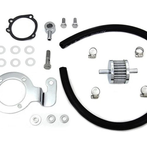 V-Twin 35-0125 Chrome Crankcase Breather Bracket for Harley Softail Dyna Touring