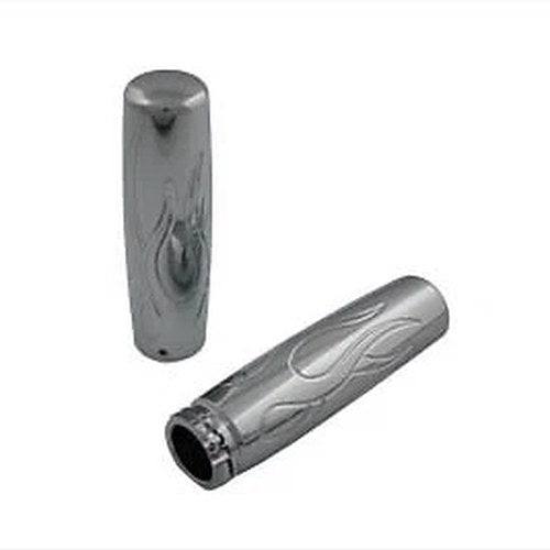 V-Twin 28-0326 Chrome Flame Style Grip Set for Cable Op Harley Throttle