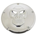 Chrome Raised Skull Derby Cover for Harley 5-Bolt Twin Cam 00-17