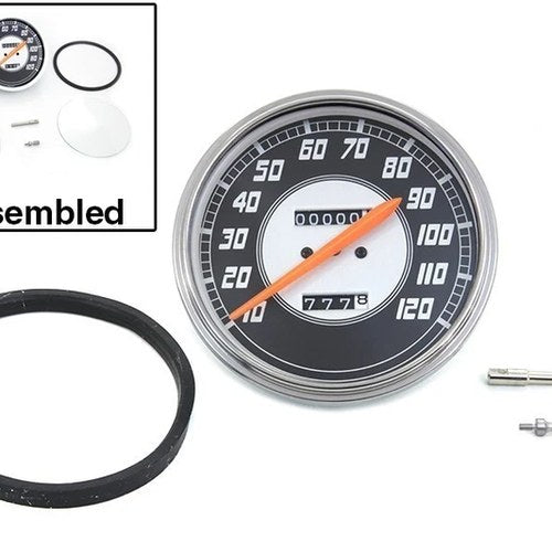 V-Twin 39-0482 Replica 2:1 Speedometer with Orange Needle