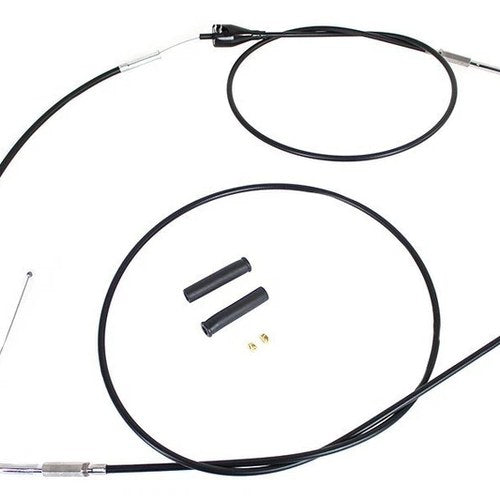 V-Twin 36-0879 Stainless Steel Throttle and Idle Cable Set Black Coat +8"