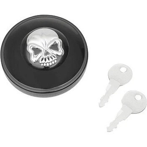 Drag Specialties 0703-0690 Black Screw-In Locking Skull Gas Cap for 96-24 Harley