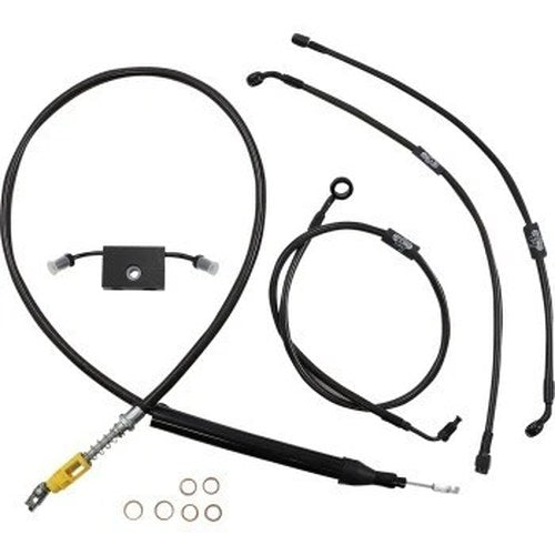 LA Choppers LA-8157KT-13M Black Midnight Handlebar Cable/Brake Kit 12-14" Apes
