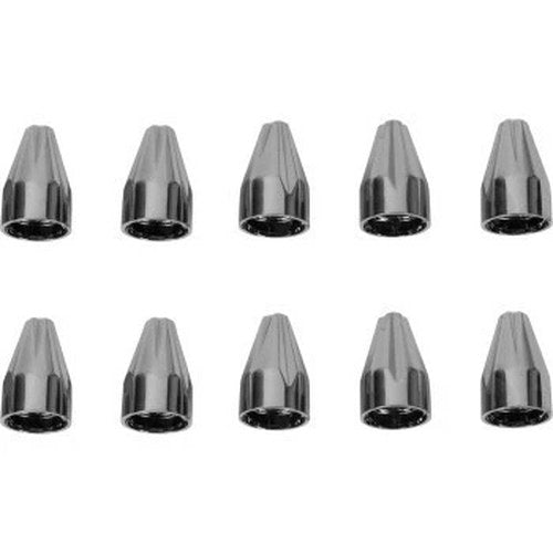Ciro 70017 Black Chrome Fluted Spike 1/4" Engine Bolt Caps - 10 Pack