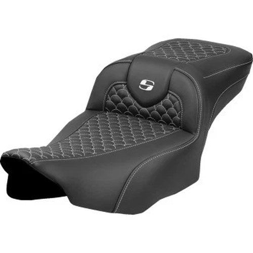 Saddlemen 823-07-20906 RoadSofa Seat Extended Reach White Dragon Scale Stitch