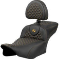 Saddlemen 823-07-209B7 RoadSofa Seat Extended Reach Backrest Gold Dragon Stitch