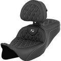 Saddlemen Roadsofa Seat w/ Backrest White Lattice Stitch for 08-24 Touring