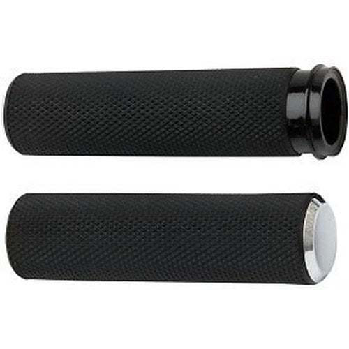 Arlen Ness 07-324 Chrome Fusion Knurled Hand Grips for Harley Cable Op