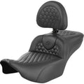Saddlemen 823-07-190B0 Road Sofa Seat Extended Reach w Backrest Honeycomb Stitch