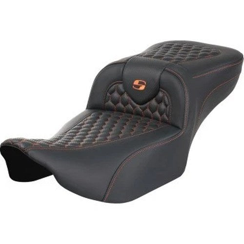 Saddlemen 823-07-19003 RoadSofa Seat Extended Reach Orange Honeycomb Stitch