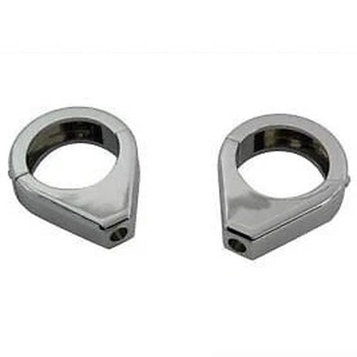 V-Twin 31-0346 Chrome Turn Signal Clamp Kit for 41mm Forks
