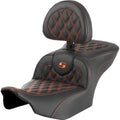 Saddlemen 823-07-182B3 RoadSofa Seat w/ Backrest Orange Stitch for 23-24