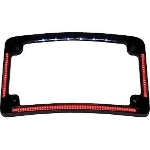Custom Dynamics TF08-B Black Radius License Plate Frame with Auxiliary Red LEDs