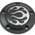 V-Twin 42-0473 Black & Chrome Flame Timer Points Ignition Cover for Twin Cam