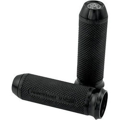 Performance Machine 0063-2027B Black Elite Custom Hand Grips for Cable Op Harley