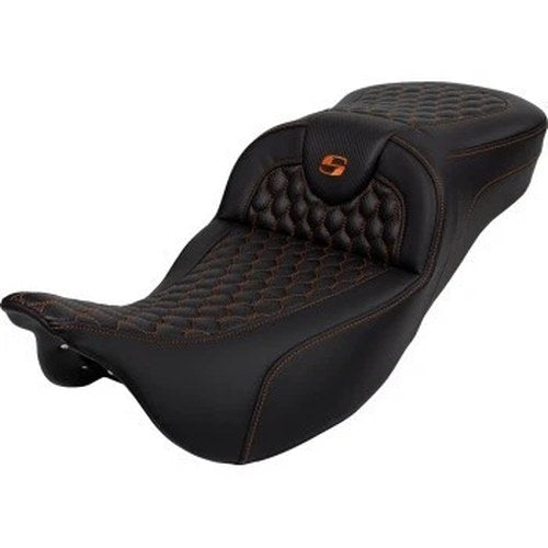 Saddlemen RoadSofa Seat Extended Reach Orange Honeycomb for 08-24 Touring