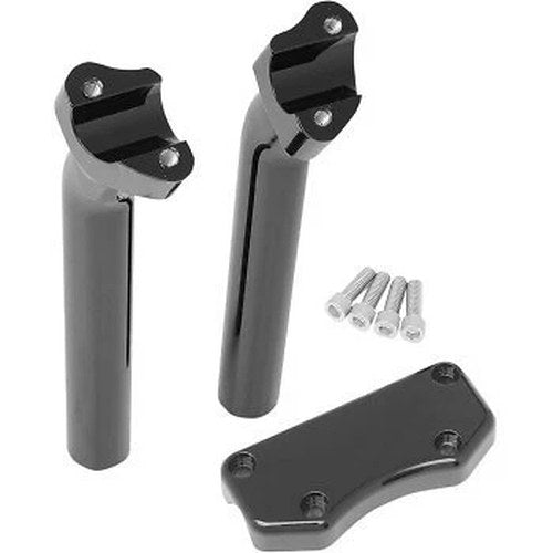 Drag Specialties 0602-0595 Black 9.5" Pullback Handlebar Riser & Top Clamp Kit