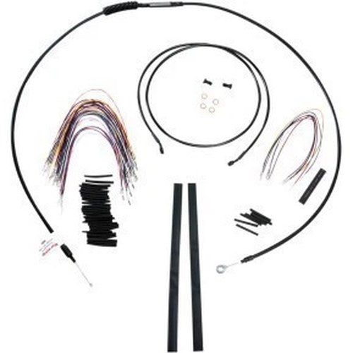 Burly Brand B30-1100 Black Vinyl Handlebar Cable/Line Kit for 15" Ape Hanger