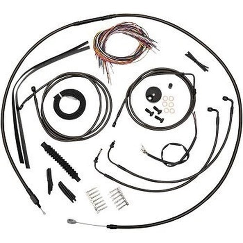 LA Choppers Complete Midnight Braided Handlebar Cable/Brake Line Kit 12-14"