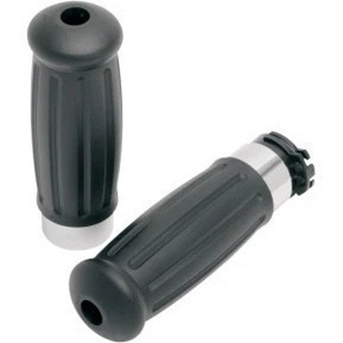 Drag Specialties 0630-0594 Black Rubber Vintage Style Hand Grips for Cable Op