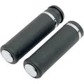 Rubber Grips with Chrome Accent Rings / End Caps for Harley Electronic Tbw