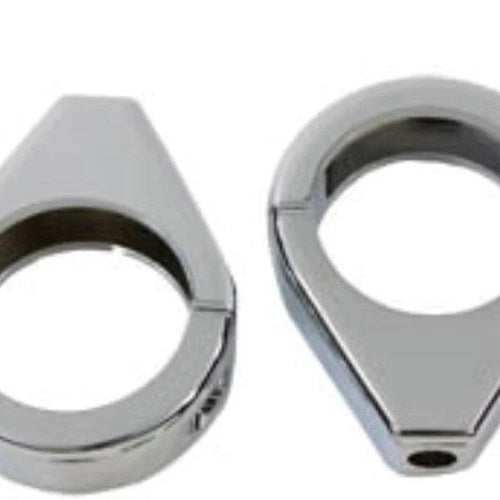 V-Twin 31-0320 Chrome Fork Tube Clamps Turn Signal Relocation Kit - Harley 41mm