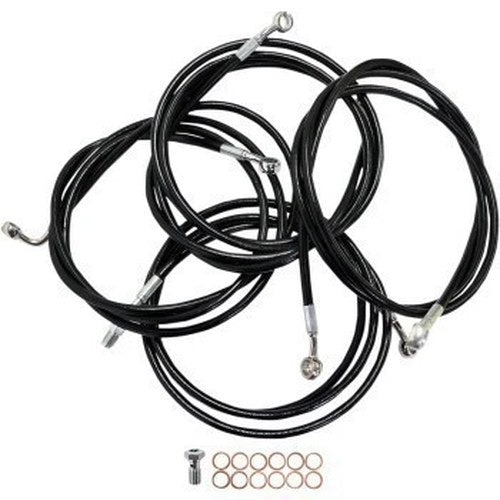 LA Choppers LA-8052KT-13B Black Vinyl Braided Handlebar Cable/Brake Line Kit