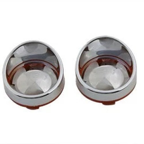 V-Twin 33-1274 Chrome Mirror Amber Turn Signal Lens & Visor Kit