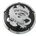 V-Twin 42-7104 Black & Chrome Live to Ride Eagle Spirit Derby Cover for Twin Cam