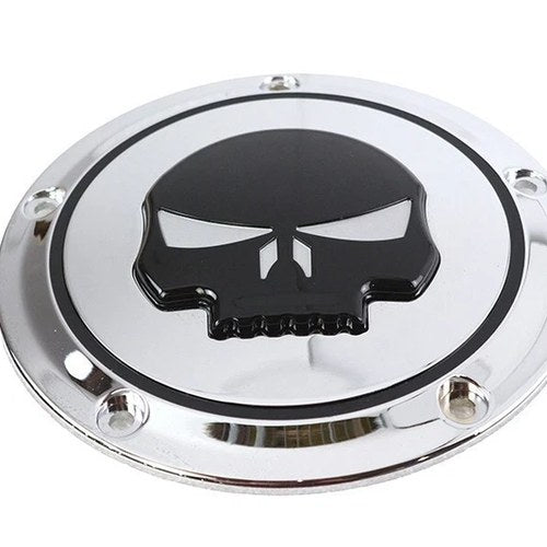 V-Twin 42-0263 Chrome 5 Hole Skull Derby Cover for Twin Cam & 2018 Softail