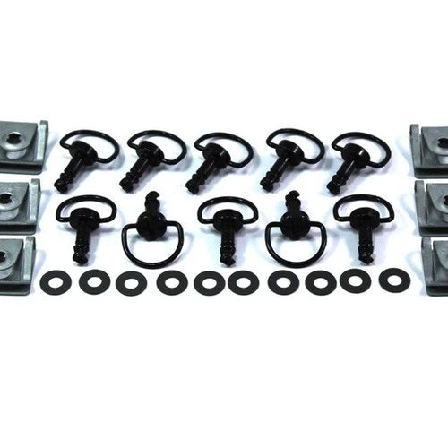 10x Genuine Black Dzus Motorcycle Fairing Quick Release Panex D Ring Bolts Clips