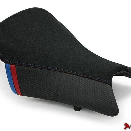 BMW S1000RR Seat Cover 2012 2013 2014 Black Suede White Front Rider Luimoto