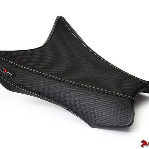 Kawasaki ZX10R Seat Cover 2016-2018 2019 2020 Luimoto Black Green Stitch Carbon