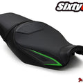 Kawasaki ZX14R Seat Cover 2012-2025 2026 Luimoto Black Green Silver Stitch Rider