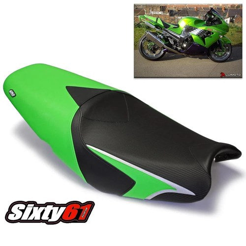 Kawasaki ZX14R ZX14 Seat Cover 2006-2009 2010 2011 Black Green Luimoto Rider