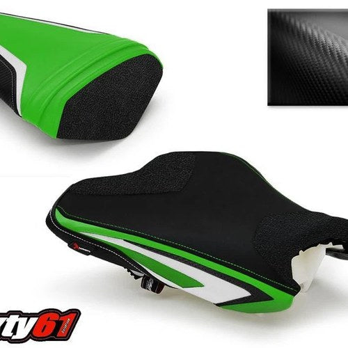 Kawasaki ZX6R Seat Cover 2013-2018 Luimoto Black Green Front Rear Anniversary