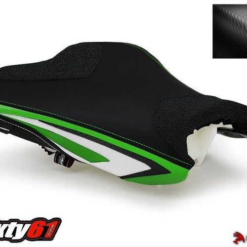 Kawasaki ZX6R Seat Cover 2013-2017 2018 Luimoto Black Green Front Anniversary
